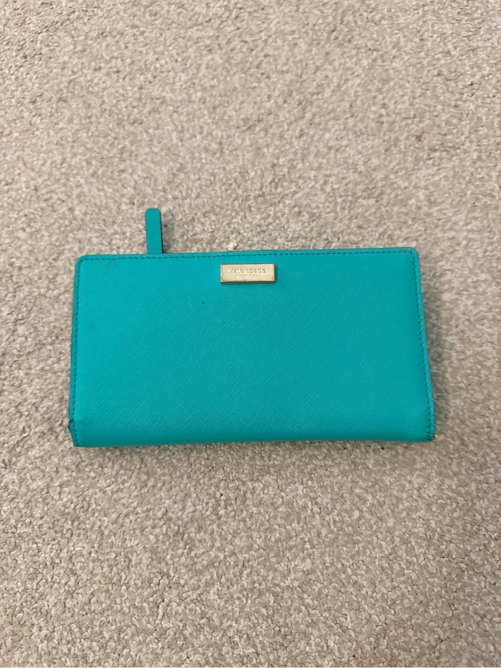 kate spade stacey pebble leather zip-around wallet Teal